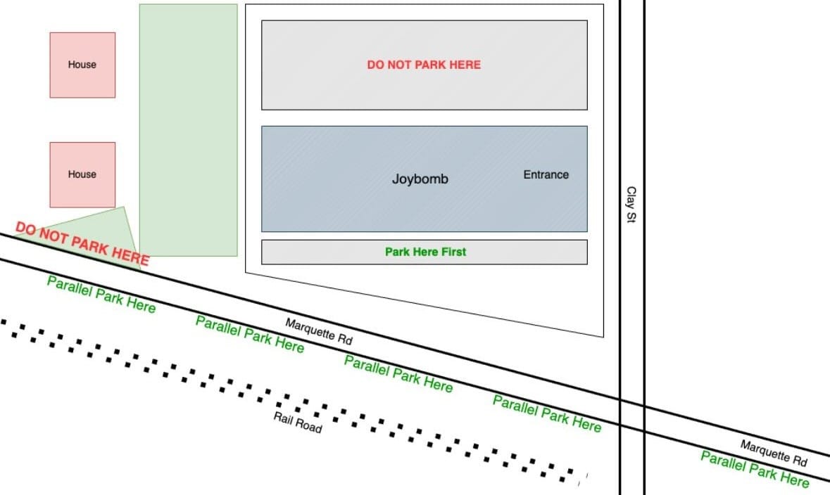 Parking at Joy Bomb